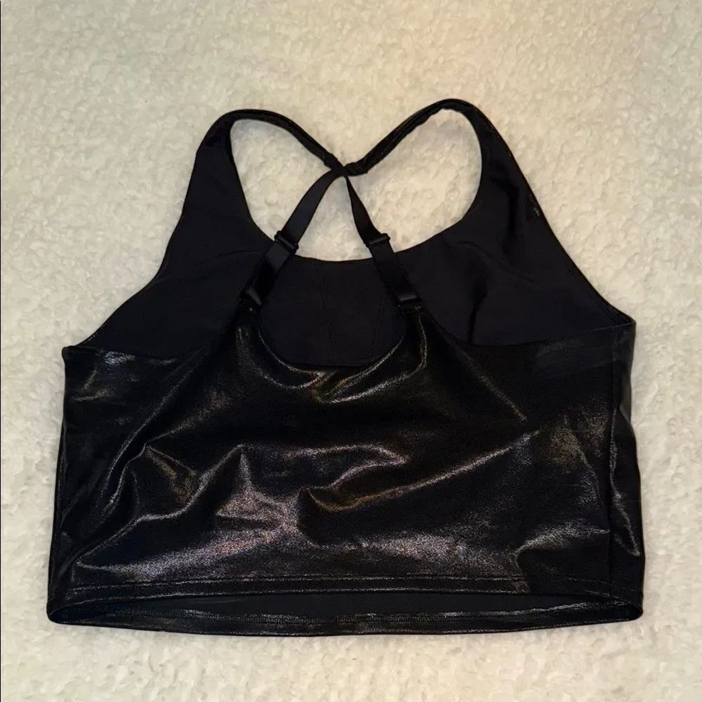 Black Shiny Work Out Top - Picture 2 of 7